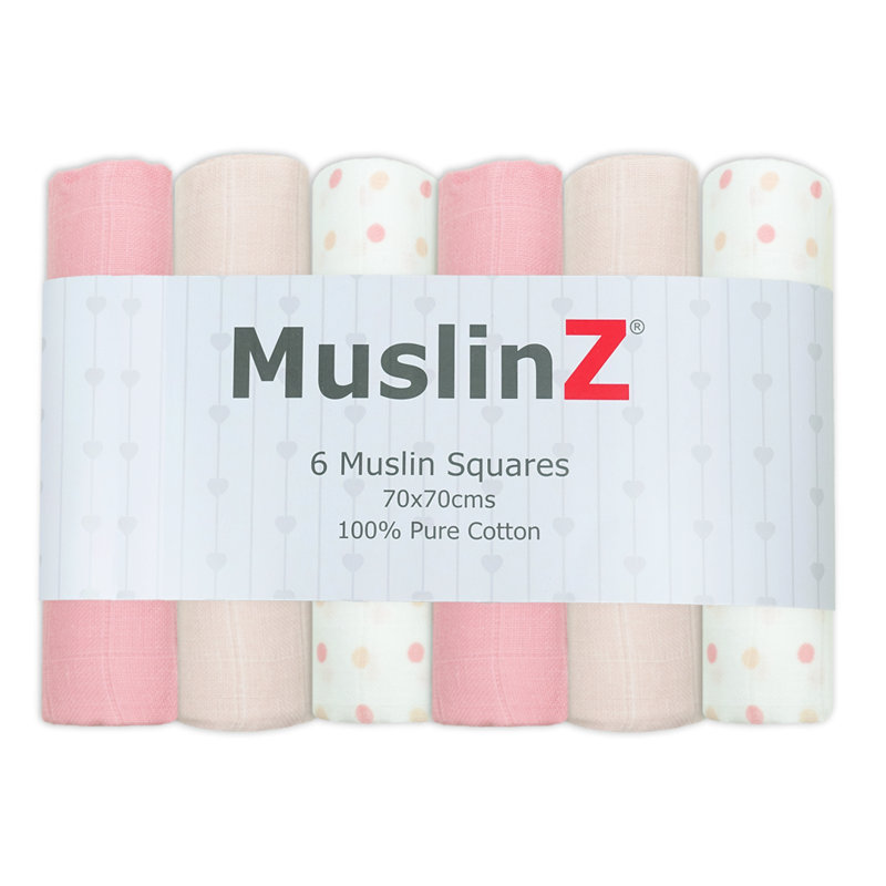 Nona MuslinZ  Baby Muslin Squares 100% Cotton, Pink