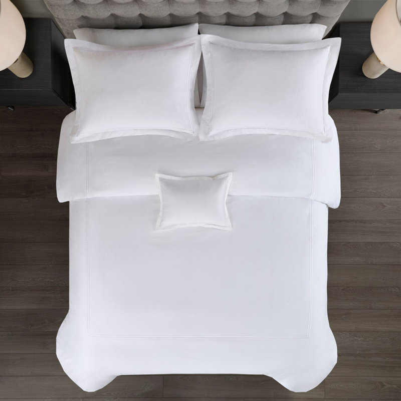 Ensemble d'édredon 100% satin de coton brodé