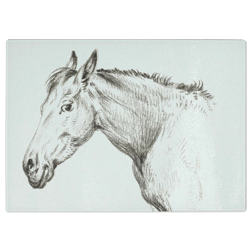 Tempered Glass The Head of a Horse by Jean Bernard Cutting Board, 28.5 cm W x 20 cm L