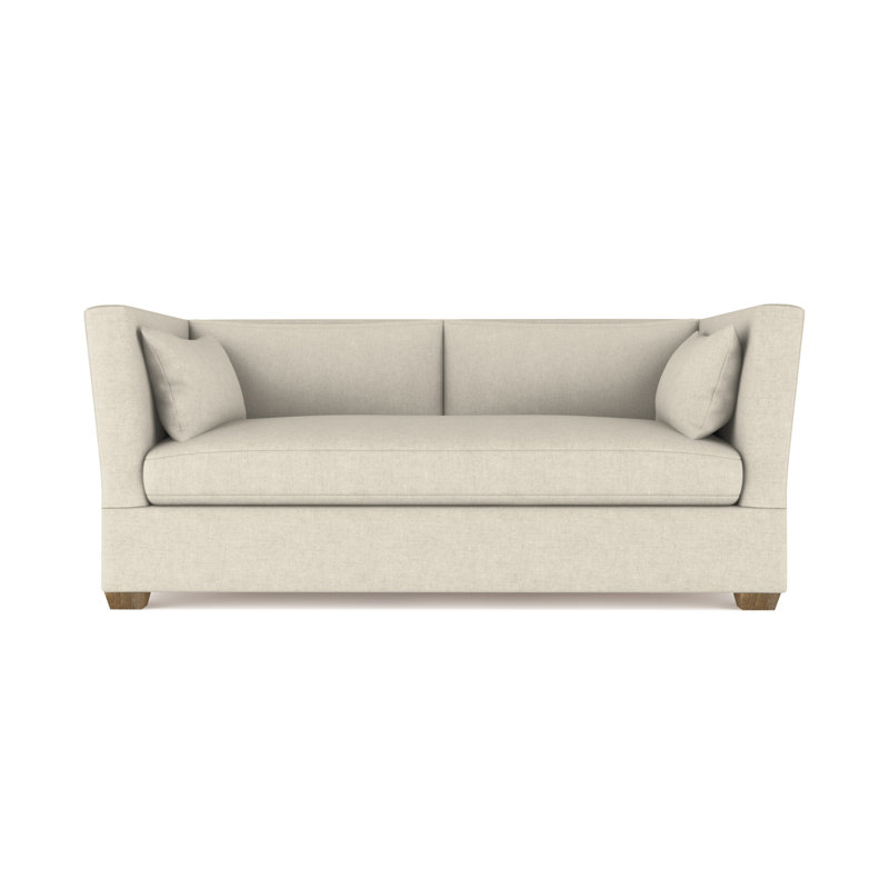 Rivington Flare Square Track-Arm Loveseat, Box Weave Linen Oyster, Weathered, 31" H x 72" W x 37" D