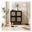 Armoire de rangement en maille rotin à 4 portes, buffet avec huit tablettes spacieuses pour une vie organisée et un décor polyvalent-1744117393