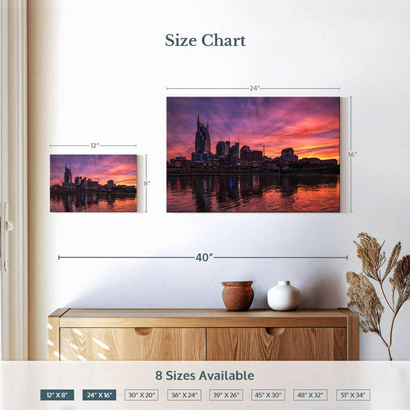 Kavia Nashville au crépuscule, H 16 po x l 24 po