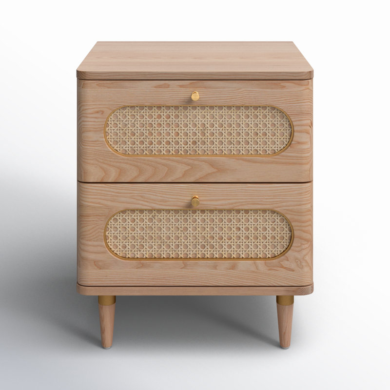  Table de chevet 2 tiroirs en bois massif brun