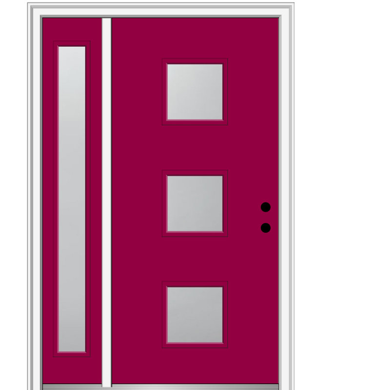 Pleins feux sur les portes d'entrée en acier pré-installées, H 50 po x l 80 po x P 1,75 po, Gauche , Noir, noir, noir, noir