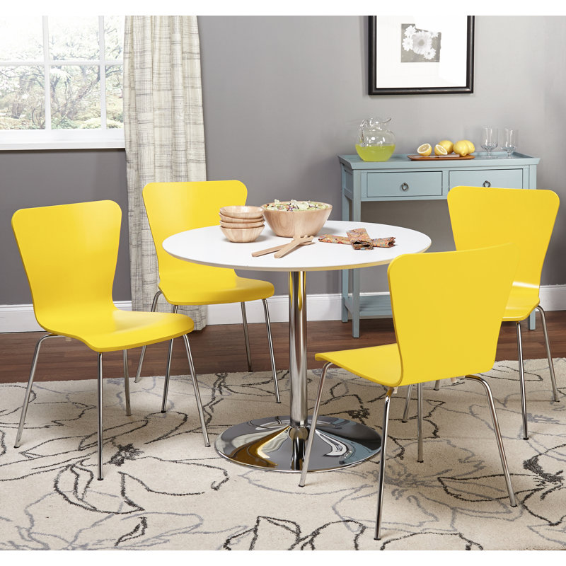 Ensemble de salle à manger Theotis, Jaune, 5 (1 table + 4 chaises)