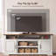 Meuble télé Farmhouse pour téléviseur de 85 po ou moins avec armoires de rangement, tablettes réglables et prises de courant intégrées, centre de divertissement pour le salon-2009605832