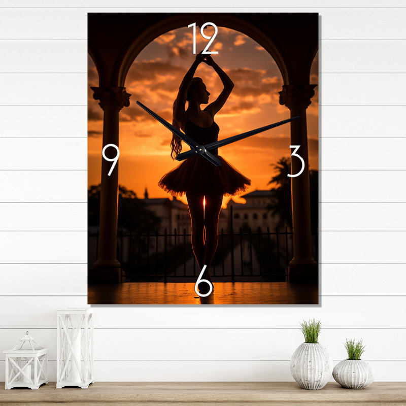 Horloge murale élégante surdimensionnée au coucher du soleil III, H 32 po x l 16 po x P 1 po