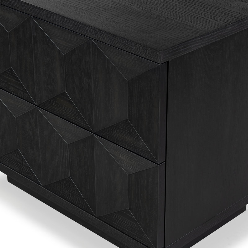 Deziree Wood 2 Drawer Nightstand, Black