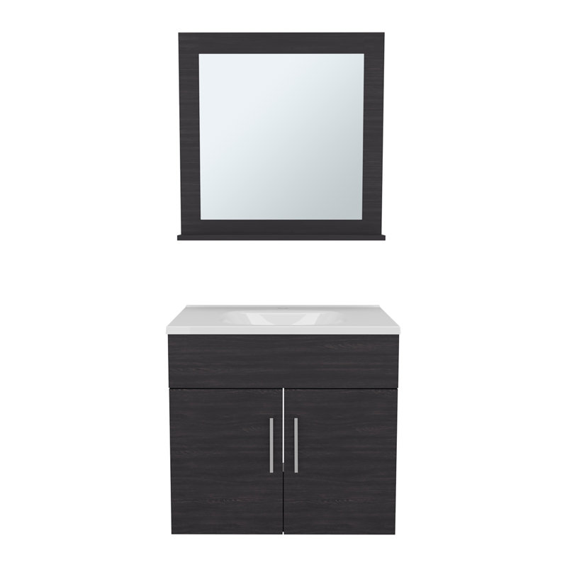 Single Bathroom Vanity with MDF Top, Black, Black