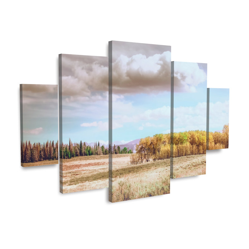 Ensemble de 5 panneaux - Christy Berry «Wyoming Soft Fall Colors», art mural sur toile pour le salon, la chambre à coucher ou le bureau par Trademark Fine Art