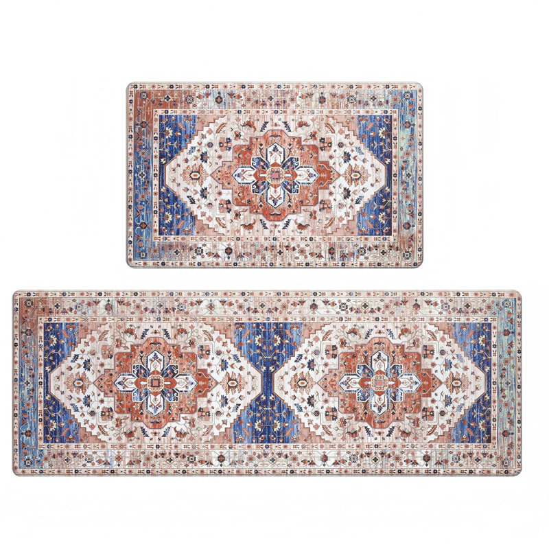 Tapis de cuisine antidérapant et antidérapant Joplyn (ensemble de 2), Tapis de couloir 18 po x 30 po + 18 po x 48 po