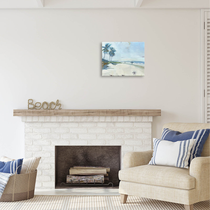 «Au-452», toile, plage de surf bleu tropicale, surfeurs sur toile par Kathleen Broaderick, peinture