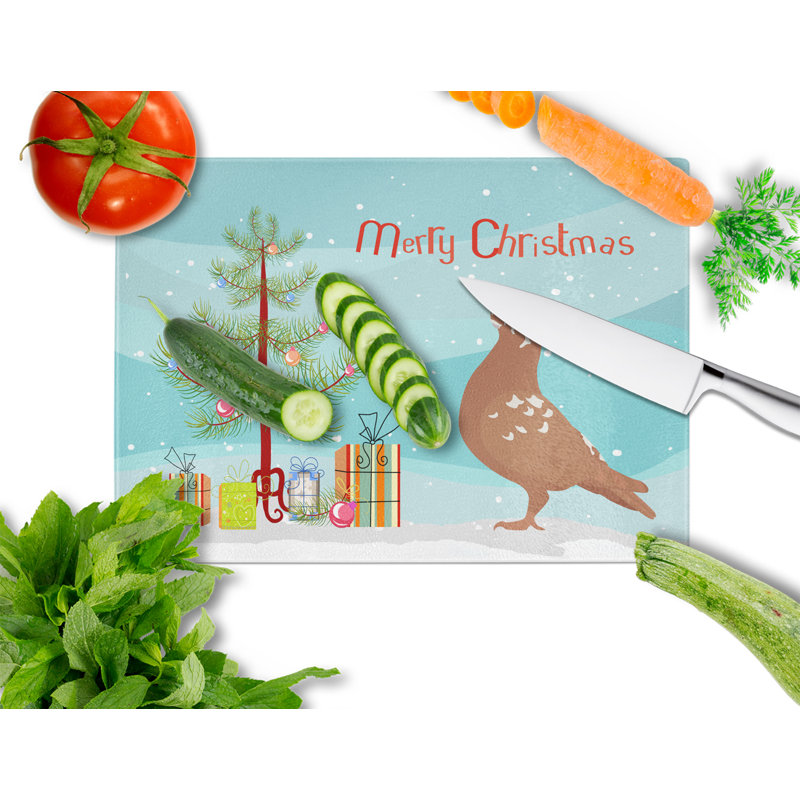 Caroline's Treasures Tempered Glass African Owl Pigeon Christmas Cutting Board