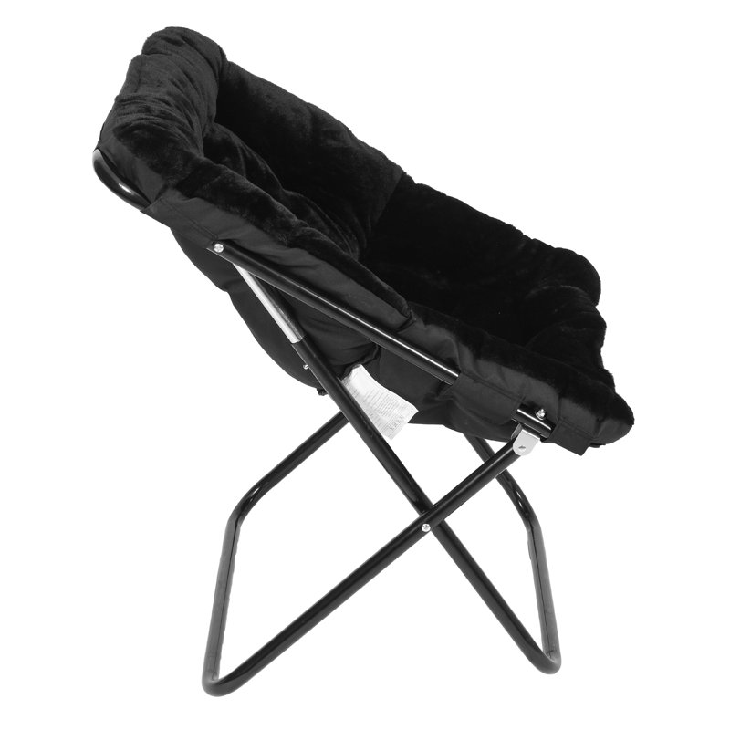 Fauteuil surdimensionné rembourré avec soucoupe et repose-pieds, Polyester noir