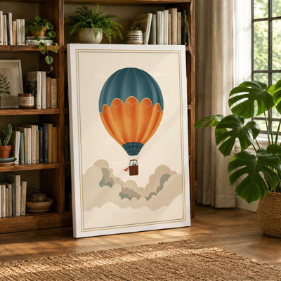 Balloon Above Clouds Vintage - Wrapped Canvas