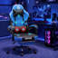 Fauteuil de jeu ergonomique en similicuir chauffant et massant avec fonction de vibration à 7 points en noir / bleu-133353048