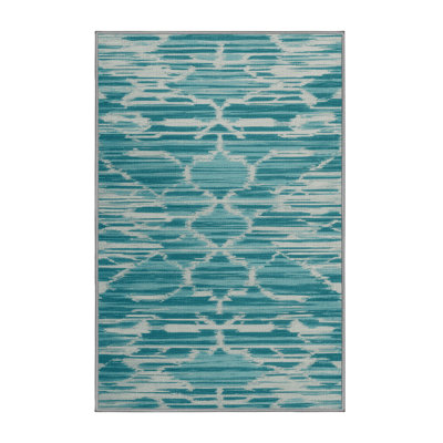 Washable Lagoon Waters Hawaiian Area Rug