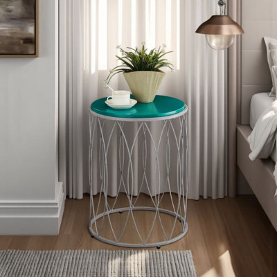 Jayde Round Metal Frame End/Side Tables with Steel Tray Top