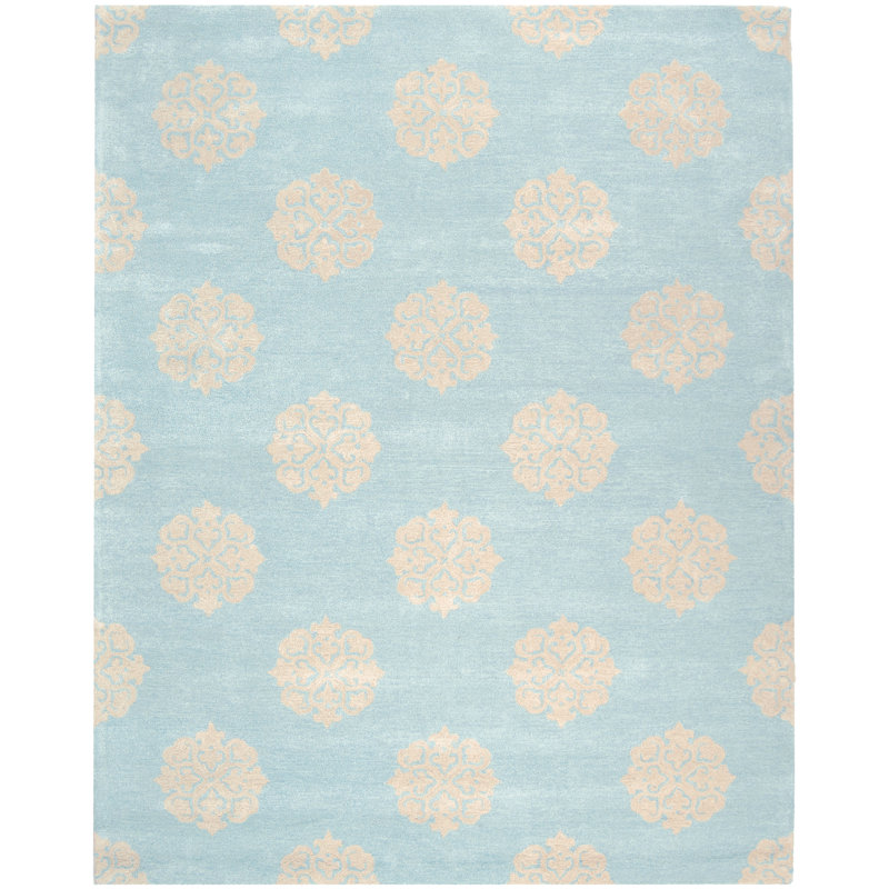 Damask Wool Hand Woven Area Rug, Rectangle 183 x 274 cm
