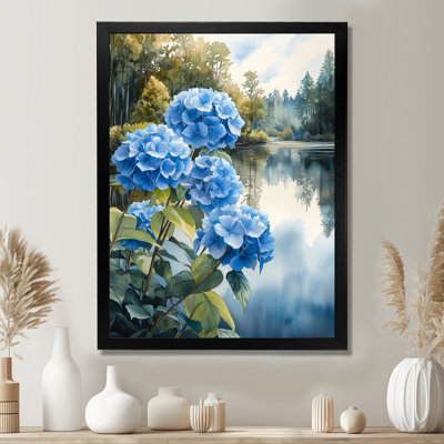 Hortensias à la ferme - décoration murale florale
