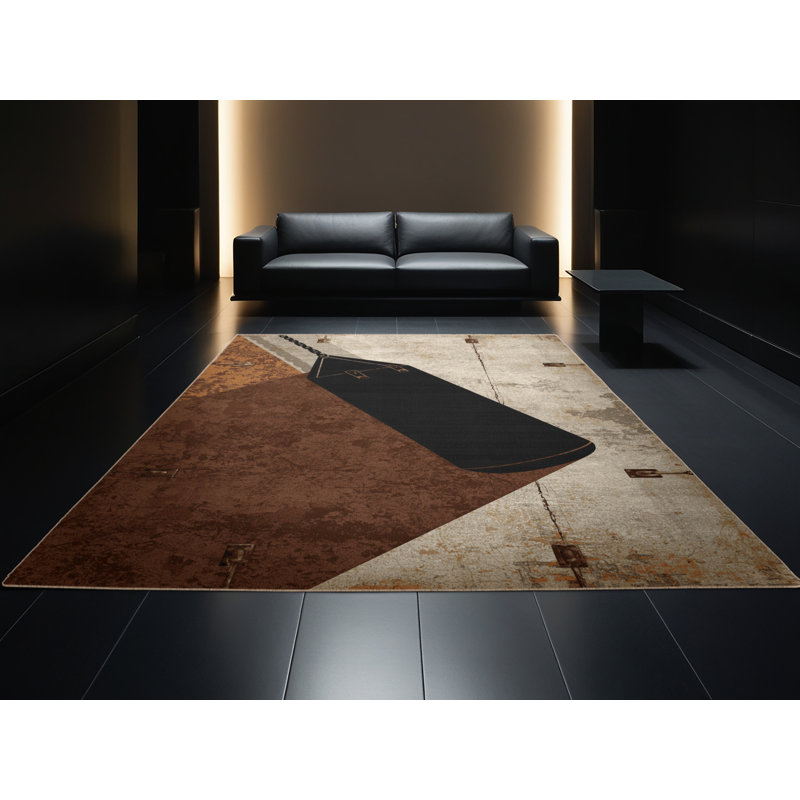 Tapis industriel gris lavable à la machine Rayan Boxing, 6 x 9