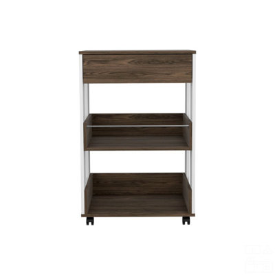 Modern Kitchen Cart 35" H, Four Casters, Three Shelves