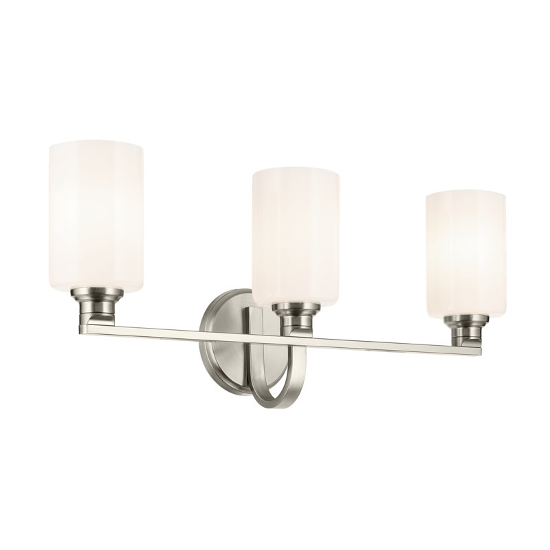 24.25" 3-Light Vanity Light with Glass, Brushed Nickel, Opal Etched