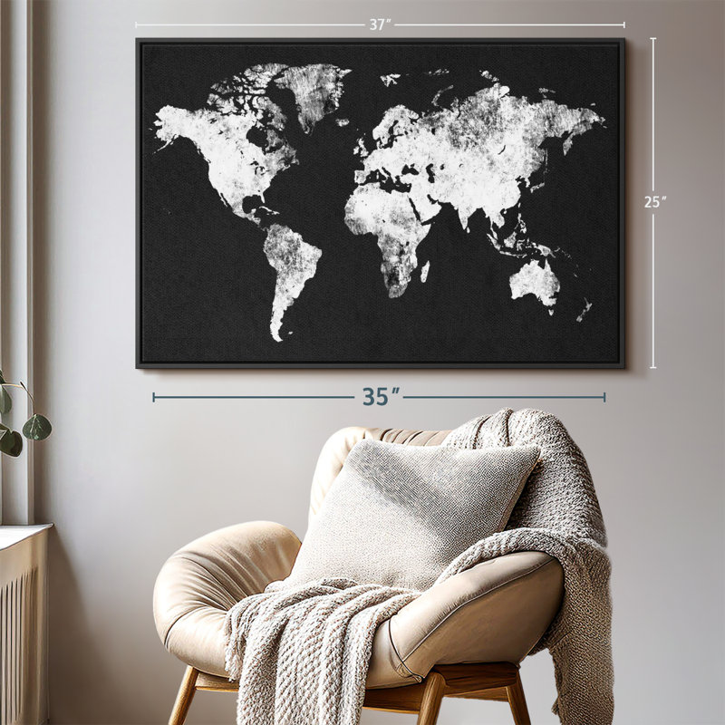 "Art mural carte noir et blanc", H 25 po x l 37 po