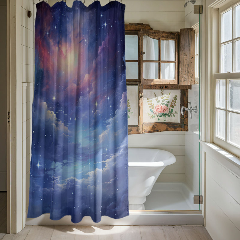 Nightscape - 1 Piece Standard Shower Curtain, 74"H x 71"W