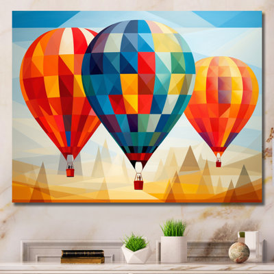 Ballon à air chaud coloré géométrique - décoration murale montgolfière