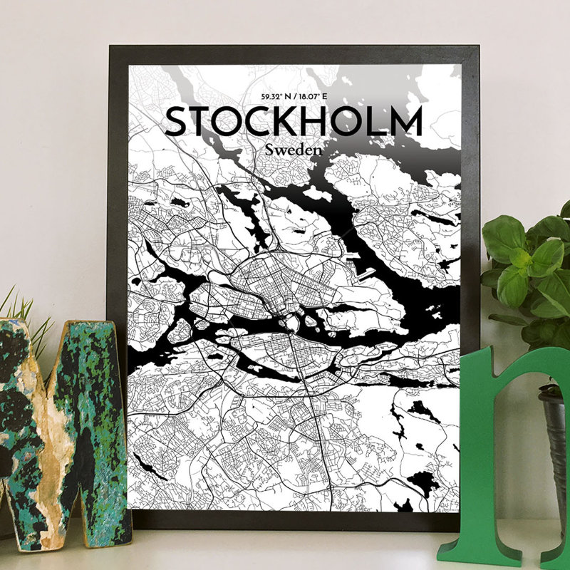 Stockholm City Map - No Frame Print, 60.2 cm H x 27.9 cm W x 0.1 cm D