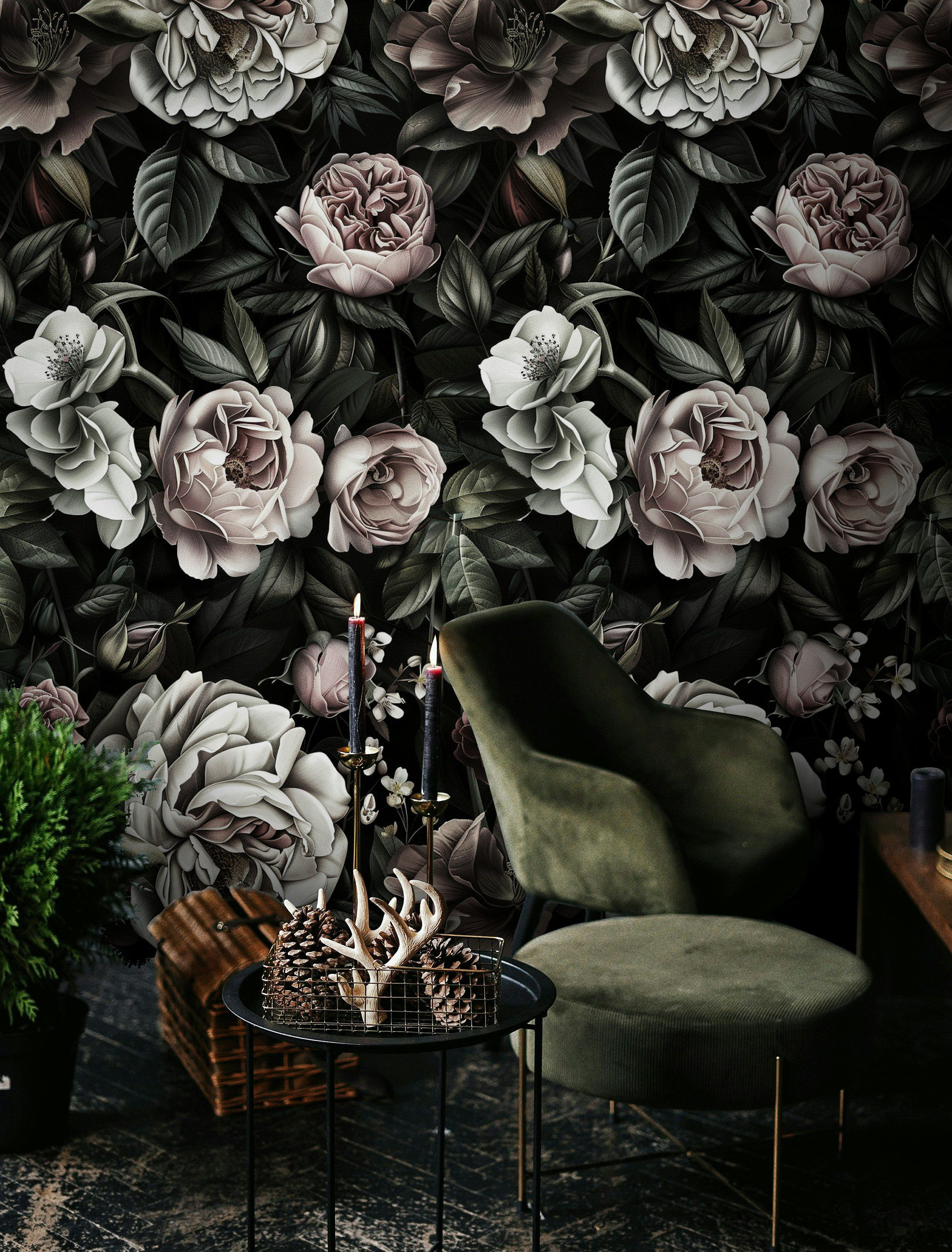 Lark Manor Vintage Floral Wallpaper Mural Roses Peel and Stick Wall ...