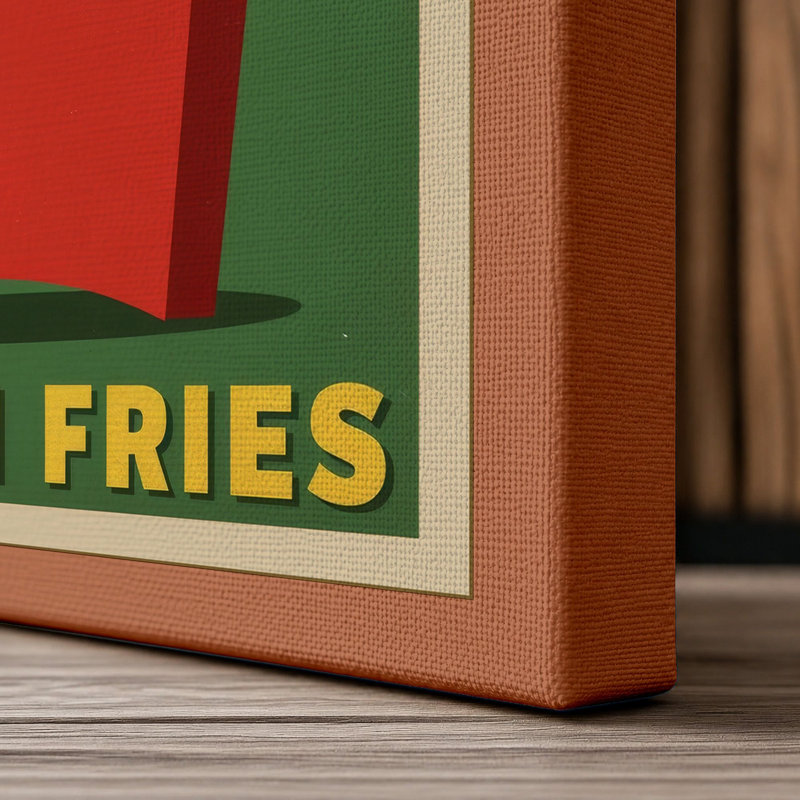 French Fries Diner Retro - Wrapped Canvas, 18x12 - 45.7 x 30.5 cm, Terracotta Border