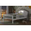 Lit plateforme double en bois avec tête de lit en forme de maison, DEL et rangement intégré, blanc-396746951-396746950