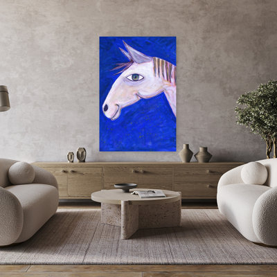 Art mural cheval fantaisiste blanc fantaisiste