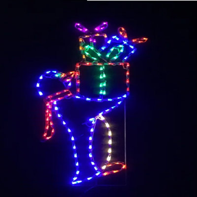 Figurine lumineuse pingouin transportant des colis