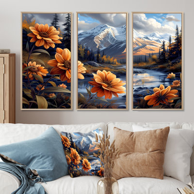 Alaska Denali National Park Flower Mountain River - Alaska, ensemble de décorations murales