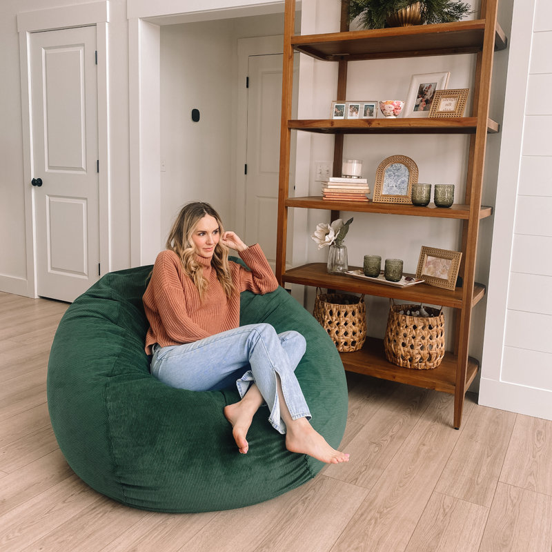 CordaRoy's Corduroy Convertible Bean Bag Chair, Medium (Queen), Rainforest Corduroy