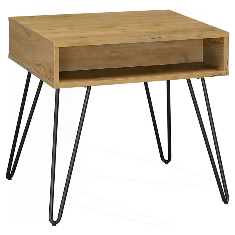Golden Oak And Black Square Table_Coffee Table