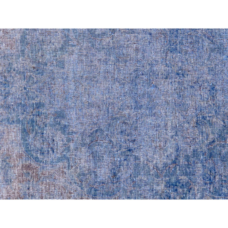 Tapis unique en laine noué à la main bleu / gris 10 pi 1 po x 12 pi 6 po