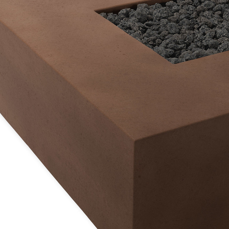 Daviona 18" H x 42" W Concrete Natural Gas Outdoor Fire Pit Table, Clay Concrete