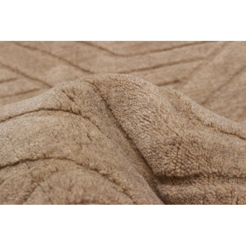 Tapis rond en laine nouvel âge unique 4 pi x 4 pi x brun clair