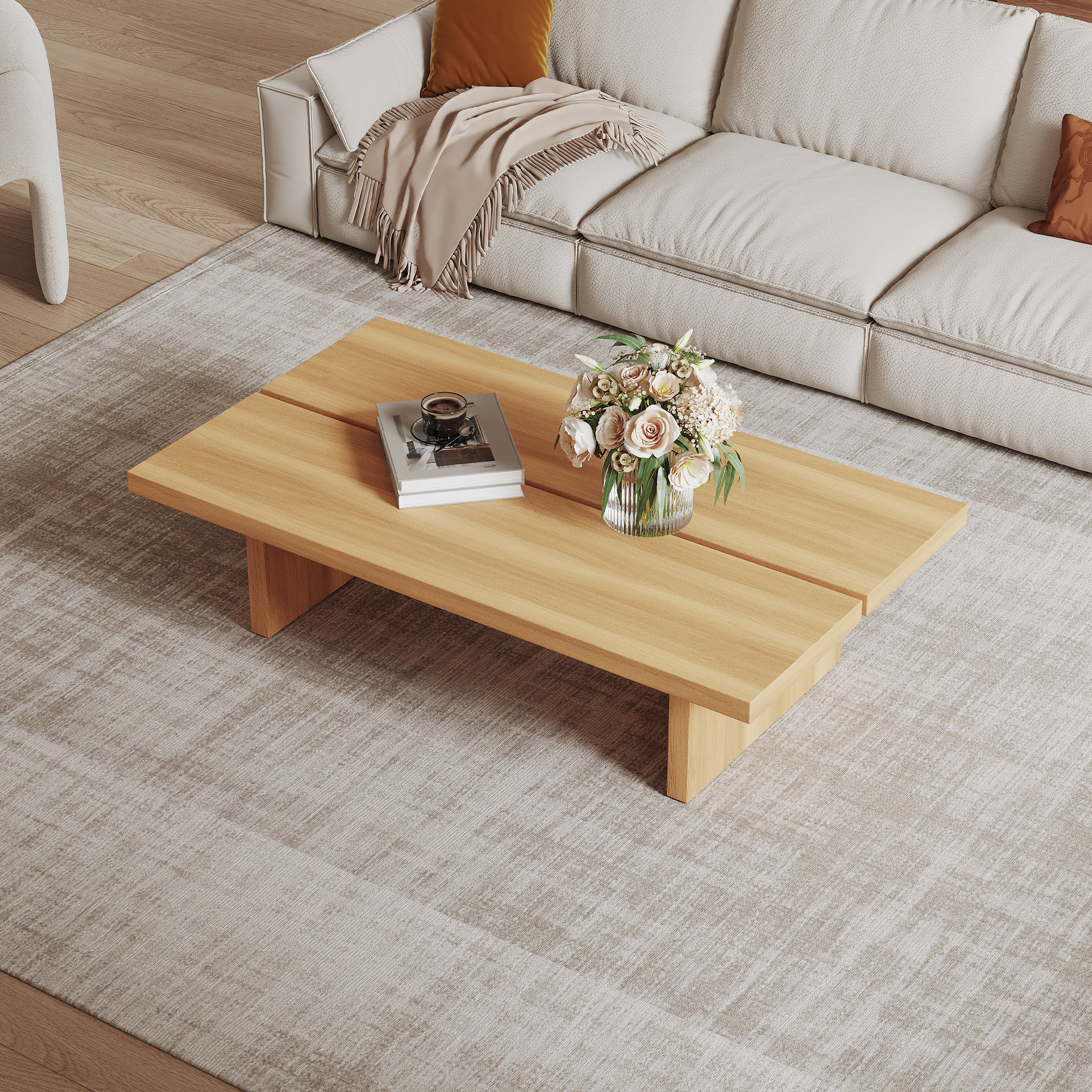 Latitude Run® 47.2" Modern Rectangular Coffee Table, Pretty Wood Texture & Reviews | Wayfair