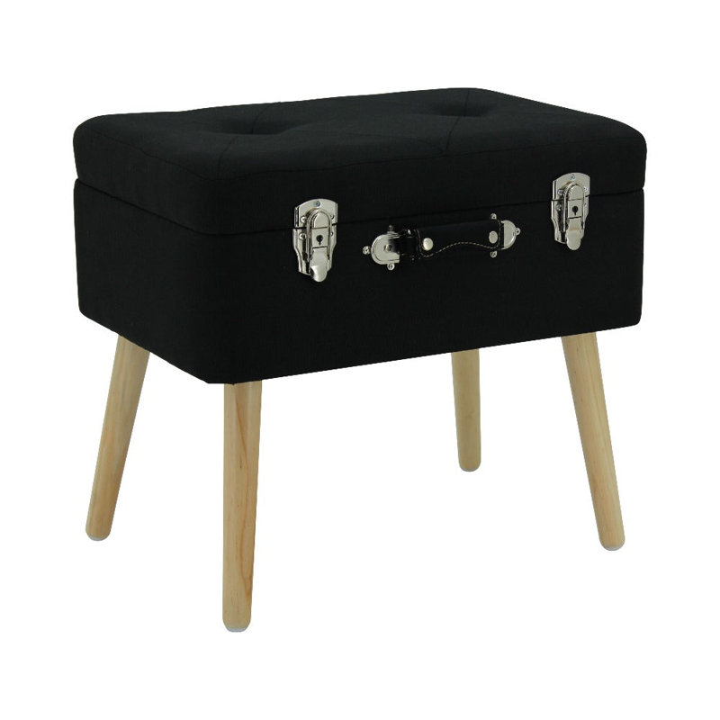Giroflee Solid Wood Accent Stool, Black