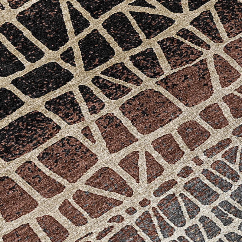 Machine Washable Indoor/Outdoor Raemoore ACN2404 Geometric Rug, Rectangle 5' x 7'6"