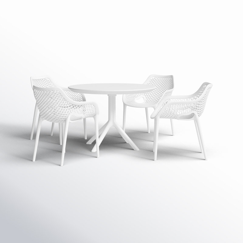Farrah 5 Person Armchair Dining Set, White