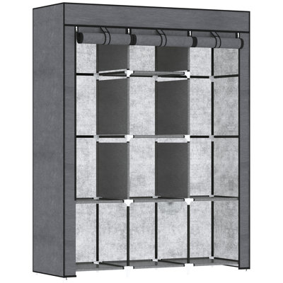 Chittening Fabric Wardrobe with 8 Shelves