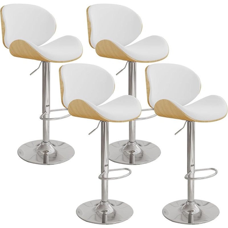 Ensemble de 4 tabourets de bar modernes à hauteur de comptoir pivotant avec sièges rembourrés en similicuir