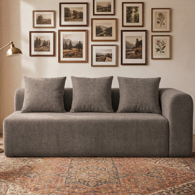 Canapé modulaire à assise profonde en tissu d'ameublement en L avec coussins Modern