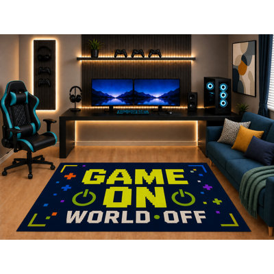 "Ultra léger" 5 pi x 7 pi Tapis de jeu sur fond de jeu graphique d'arcade pour les garçons Chambre d'adolescent Salle de jeux Salle de jeux Revêtement en silicone antidérapant à poils courts